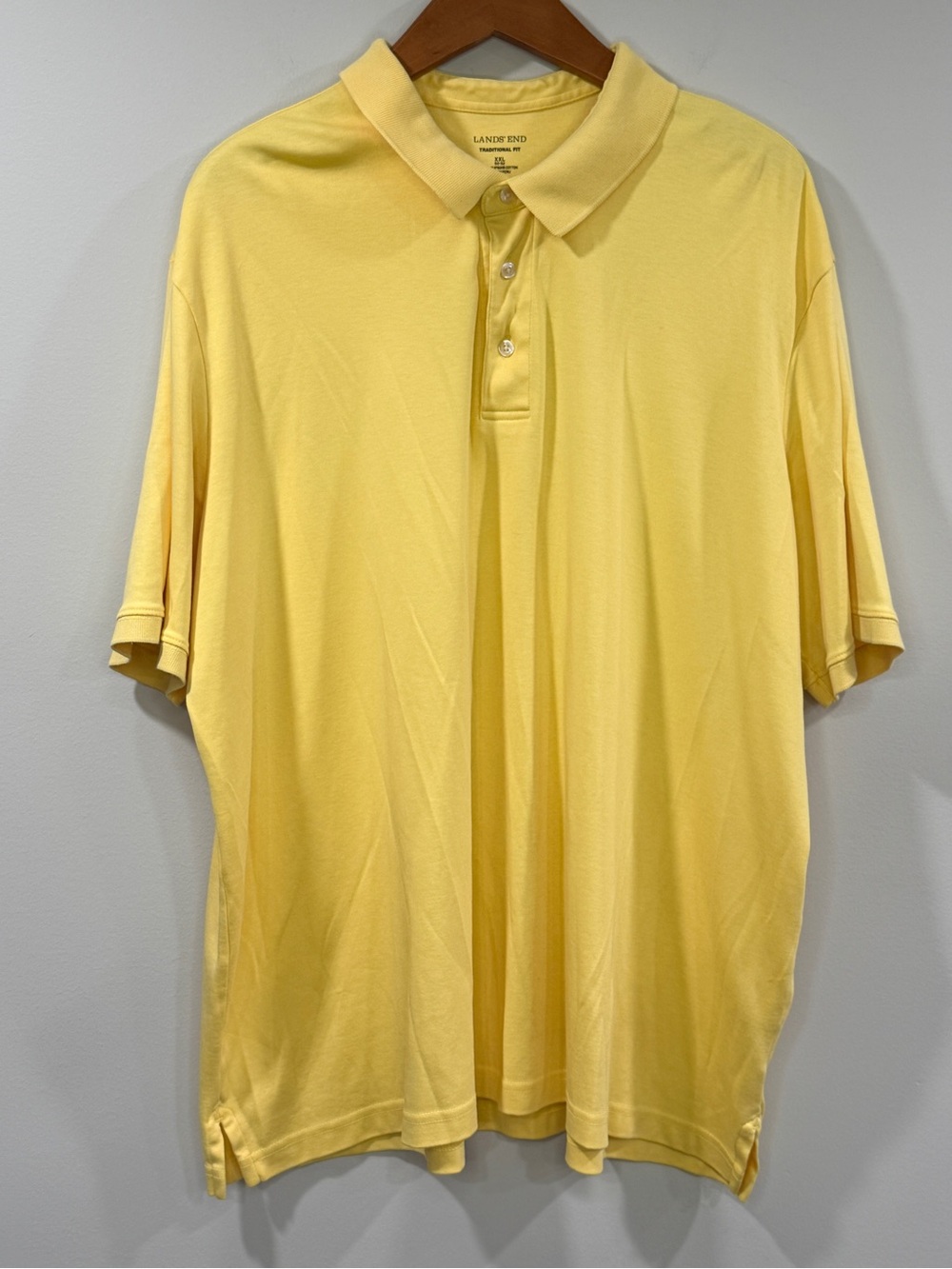 Lands' End Mens Bright Yellow Short Sleeve Polo XXL